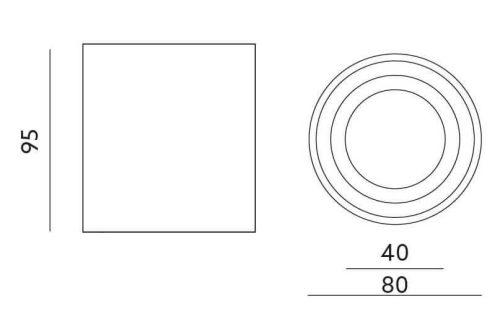 Felületre szerelhető HALOGÉN lámpatest Vízálló alumínium SPOT TUBE 95mm IP44 króm AQUARIUS ROUND Kobi