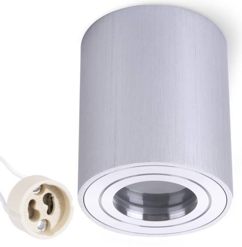 Felületre szerelhető HALOGÉN lámpatest Vízálló alumínium SPOT TUBE 95mm IP44 króm AQUARIUS ROUND Kobi
