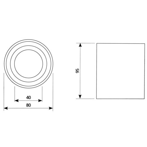 Felületre szerelt HALOGÉN vízálló alumínium SPOT TUBE 95mm IP44 fekete AQUARIUS ROUND Kobi