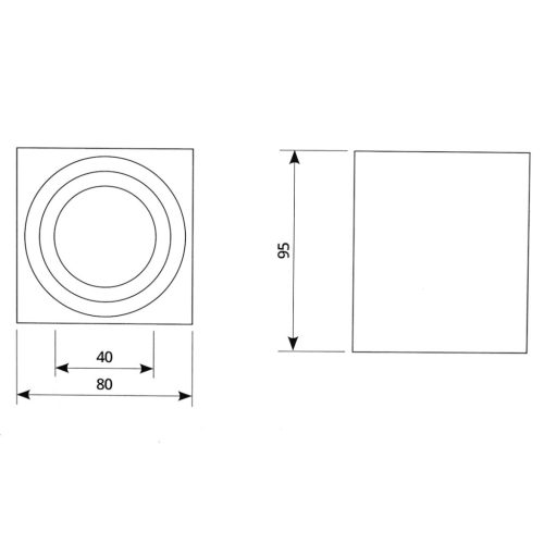 Felületre szerelhető HALOGÉN lámpatest Vízálló alumínium SPOT CSŐ 95mm IP44 Fehér AQUARIUS SQUARE Kobi