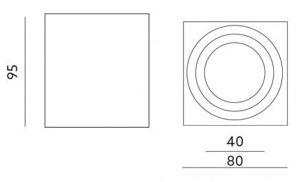 Felületre szerelhető HALOGÉN lámpatest Vízálló alumínium SPOT TUBE 95mm IP44 króm AQUARIUS SQUARE Kobi