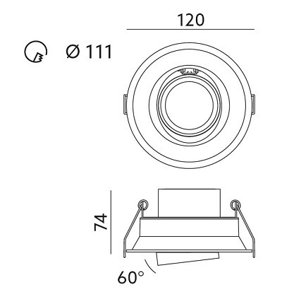Mozgatható halogén gyűrűs rögzítés GU10 MR16 fehér KOMA Kobi