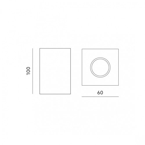 Felületre szerelhető halogén lámpatest Alumínium SPOT TUBA LED-hez GU10 Négyzet MANGO KOBI