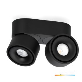   Mennyezeti LED spotlámpa, állítható, 18W, 1050lm, 3000K, meleg, szabályozható, CRI90, fekete, Lahti Kobi