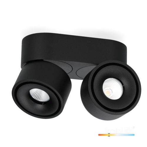 Mennyezeti LED spotlámpa, állítható, 18W, 1050lm, 3000K, meleg, szabályozható, CRI90, fekete, Lahti Kobi