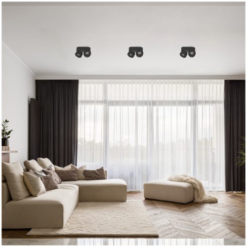 Mennyezeti LED spotlámpa, állítható, 18W, 1050lm, 3000K, meleg, szabályozható, CRI90, fekete, Lahti Kobi