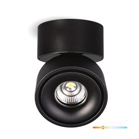   Mennyezeti LED spotlámpa, állítható, 9W, 550lm, 3000K, meleg, szabályozható, CRI90, fekete, Lahti Kobi