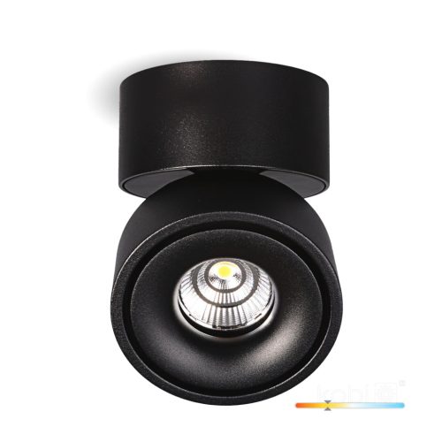 Mennyezeti LED spotlámpa, állítható, 9W, 550lm, 3000K, meleg, szabályozható, CRI90, fekete, Lahti Kobi