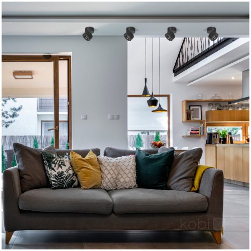 Mennyezeti LED spotlámpa, állítható, 9W, 550lm, 3000K, meleg, szabályozható, CRI90, fekete, Lahti Kobi