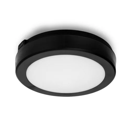 LED fürdőszobai mennyezeti lámpa, felületre szerelhető, 12W, 1140lm, 4000K, 120°, fekete, IP65, Nairos Kobi