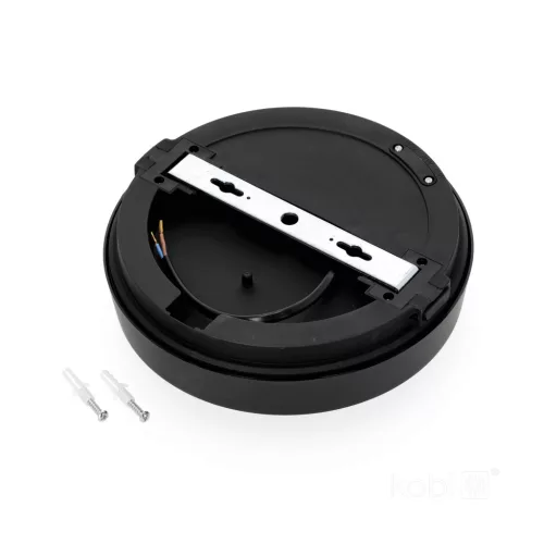 LED fürdőszobai mennyezeti lámpa, felületre szerelhető, 12W, 1140lm, 4000K, 120°, fekete, IP65, Nairos Kobi