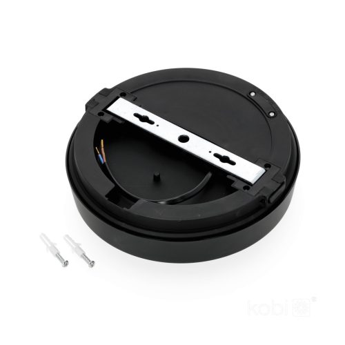 LED fürdőszobai mennyezeti lámpa, felületre szerelhető, 12W, 1140lm, 4000K, 120°, fekete, IP65, Nairos Kobi