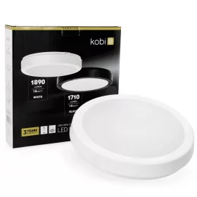   LED fürdőszobai mennyezeti lámpa, felületre szerelhető, 18W, 1890lm, 4000K, 120°, fehér, IP65, Nairos Kobi