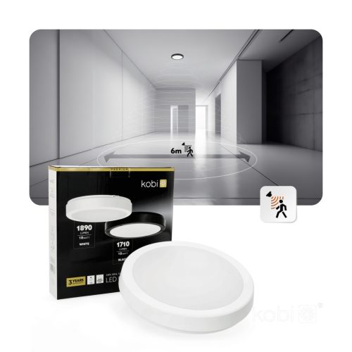 LED fürdőszobai mennyezeti lámpa, felületre szerelhető, 18W, 1890lm, 4000K, 120°, fehér, IP65, Nairos Kobi