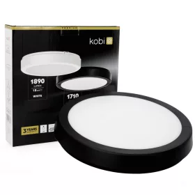  LED fürdőszobai mennyezeti lámpa, felületre szerelhető, 18W, 1710lm, 4000K, 120°, fekete, IP65, Nairos Kobi