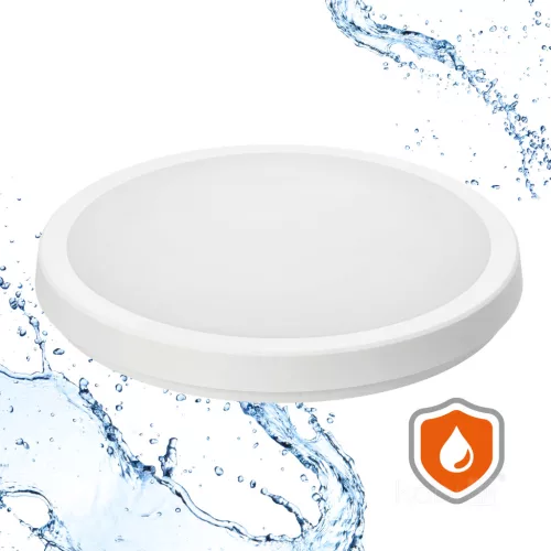 LED fürdőszobai mennyezeti lámpa, felületre szerelhető, 36W, 3780lm, 4000K, 120°, fehér, IP65, Nairos Kobi