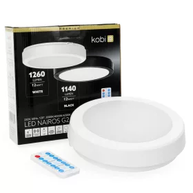   LED fürdőszobai mennyezeti lámpa, felületre szerelhető, 12W, 1260lm, 4000K, 120°, mozgás- és alkonyérzékelővel, fehér, IP65, Nairos Kobi