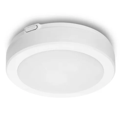 LED fürdőszobai mennyezeti lámpa, felületre szerelhető, 12W, 1260lm, 4000K, 120°, mozgás- és alkonyérzékelővel, fehér, IP65, Nairos Kobi