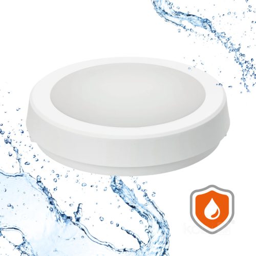 LED fürdőszobai mennyezeti lámpa, felületre szerelhető, 12W, 1260lm, 4000K, 120°, mozgás- és alkonyérzékelővel, fehér, IP65, Nairos Kobi