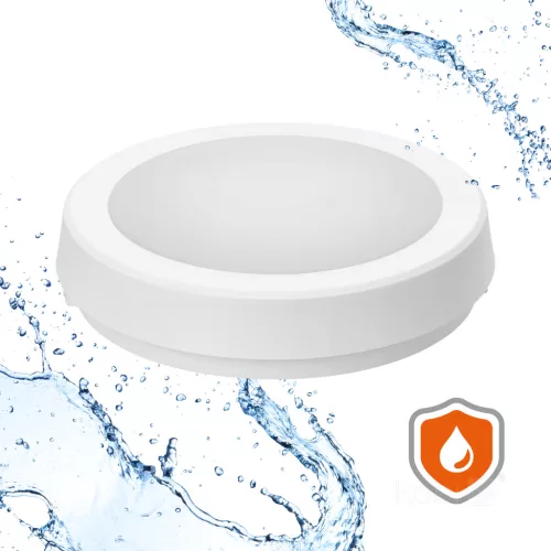 LED fürdőszobai mennyezeti lámpa, felületre szerelhető, 12W, 1260lm, 4000K, 120°, mozgás- és alkonyérzékelővel, fehér, IP65, Nairos Kobi