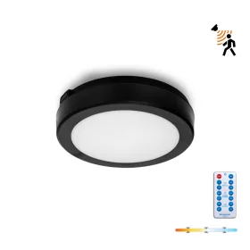   LED kültéri mennyezeti lámpa, 12W, 1140lm, 4000K, 120°, mozgás- és alkonyérzékelővel, fekete, IP65, Nairos Kobi