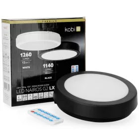   LED kültéri mennyezeti lámpa, 12W, 1140lm, 4000K, 120°, mozgás- és alkonyérzékelővel, fekete, IP65, Nairos Kobi
