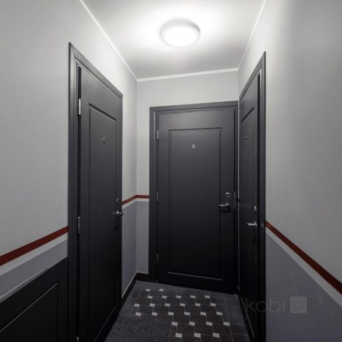 LED fürdőszobai mennyezeti lámpa, 18W, 1890lm, 4000K, 120°, mozgás- és alkonyérzékelővel, fehér, IP65, Nairos Kobi