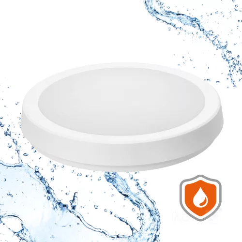 LED fürdőszobai mennyezeti lámpa, 18W, 1890lm, 4000K, 120°, mozgás- és alkonyérzékelővel, fehér, IP65, Nairos Kobi