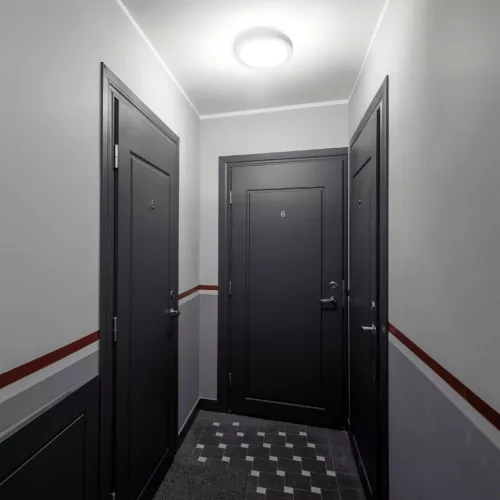 LED fürdőszobai mennyezeti lámpa, 18W, 1890lm, 4000K, 120°, mozgás- és alkonyérzékelővel, fehér, IP65, Nairos Kobi