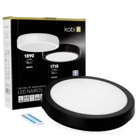   LED fürdőszobai mennyezeti lámpa, 18W, 1710lm, 4000K, 120°, mozgás- és alkonyérzékelővel, fekete, IP65, Nairos Kobi