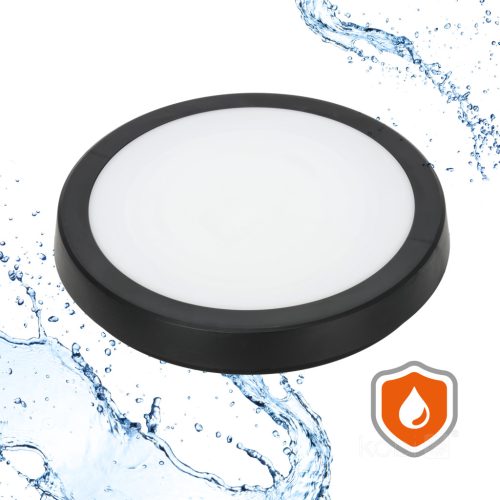 LED fürdőszobai mennyezeti lámpa, 18W, 1710lm, 4000K, 120°, mozgás- és alkonyérzékelővel, fekete, IP65, Nairos Kobi