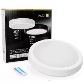   LED fürdőszobai mennyezeti lámpa, felületre szerelhető, 24W, 2520lm, 4000K, 120°, mozgás- és alkonyérzékelővel, fehér, IP65, Nairos Kobi
