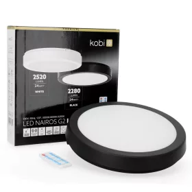   LED fürdőszobai mennyezeti lámpa, felületre szerelhető, 24W, 2280lm, 4000K, 120°, mozgás- és alkonyérzékelővel, fekete, IP65, Nairos Kobi