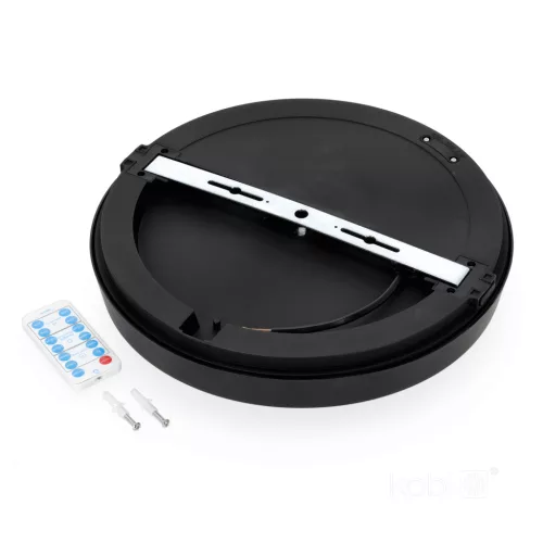 LED fürdőszobai mennyezeti lámpa, felületre szerelhető, 24W, 2280lm, 4000K, 120°, mozgás- és alkonyérzékelővel, fekete, IP65, Nairos Kobi