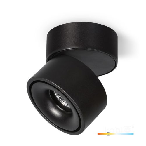 LED mennyezeti lámpa 10.5W 680lm 3000K Meleg, szabályozható fényerővel CRI90 Fekete Lahti Kobi