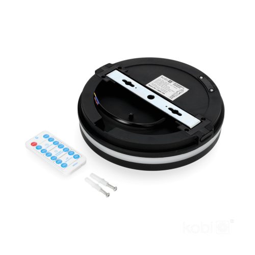 LED fürdőszobai mennyezeti lámpa, 12W, 1140lm CCT, 120°, mozgás- és alkonyérzékelővel, fekete, IP65, IK08, Nairos Kobi