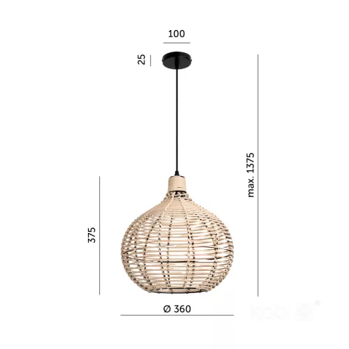 Dekoratív Függőlámpa Bambusz E27 Boho Reddi Kobi