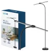 LED állólámpa 14W 800lm 3000-6500K CCT fényerő-szabályozható dupla karos állítható fekete TEILO Kobi