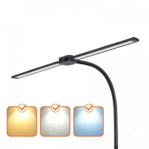 LED állólámpa 14W 800lm 3000-6500K CCT fényerő-szabályozható dupla karos állítható fekete TEILO Kobi