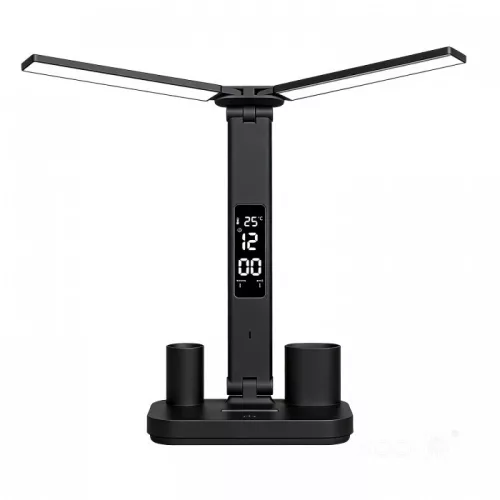LED éjjeli/asztali lámpa 5W 150lm 3000-6500K CCT kijelzővel állítható fényerő-szabályozható USB fekete NOBLITE KOBI