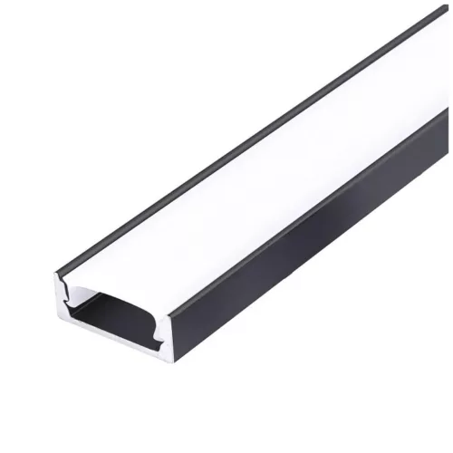 Alumínium LED Profil Felületre Szerelt Szalagokhoz, Tejes Színű Borítás, Fekete Készlet, 2m, Kobi