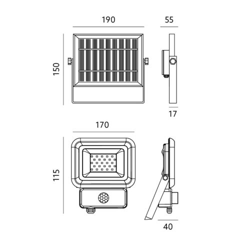 Solar LED reflektor lámpa 10W 6500K hideg 700lm IP65 Kobi mozgásérzékelő