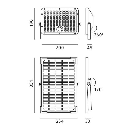LED spotlámpa napelemes lámpa 30W 4000K 4800lm IP65 mozgásérzékelő + távirányító KOBI