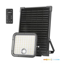   LED napelemes reflektor kültéri kertre 30W 4800lm CCT 360° napelemes mozgásérzékelővel IP65 fekete MHCS Kobi
