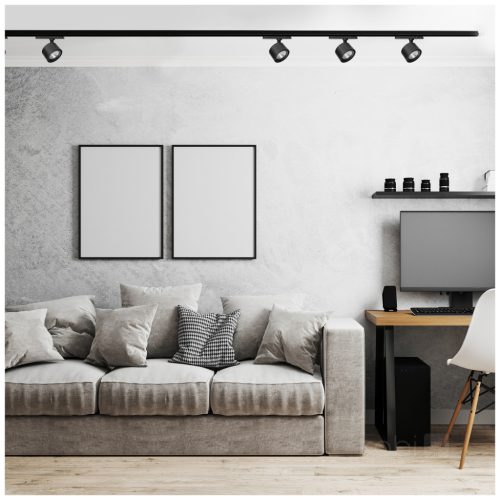 LED sínreflex lámpa 10W 900lm 3000K Meleg 60° Fekete CRI90 Moss Kobi