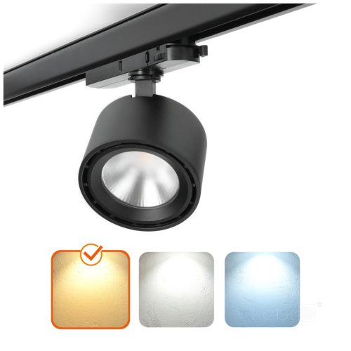 LED sínreflex lámpa 10W 900lm 3000K Meleg 60° Fekete CRI90 Moss Kobi