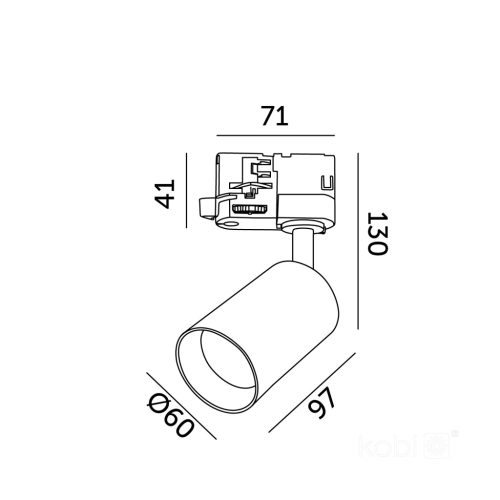 Nextrack Kobi 3 áramkörös sínre szerelhető reflektor, fehér, GU10
