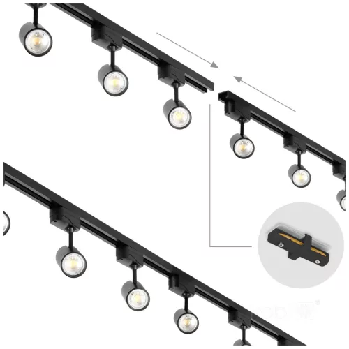 Csatlakozó egyenes, 1 áramkörű belső gyűjtősínhez, fekete, Kobi