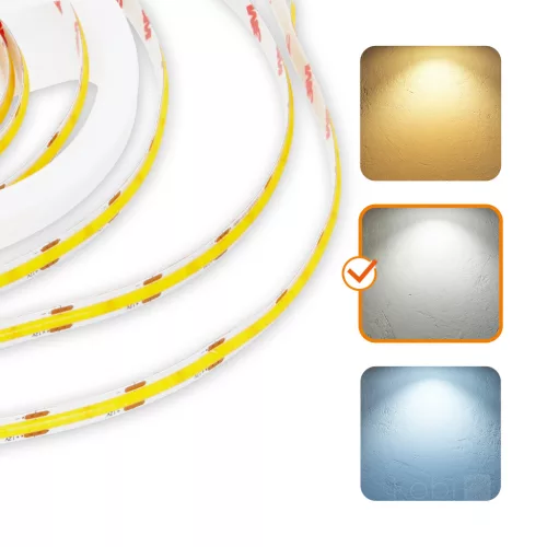 LED szalag kültéri 5W 475lm 4000K semleges 1600LED 12V 5m IP65 CRI90 Tramo Premium Kobi