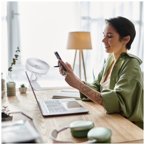 Viento Windstar Kobi hordozható, újratölthető USB-C asztali ventilátorcsipesz, fehér